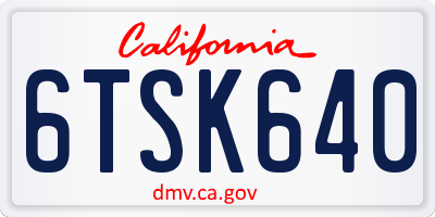 CA license plate 6TSK640