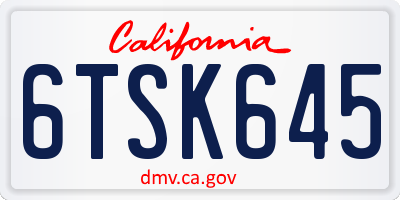 CA license plate 6TSK645