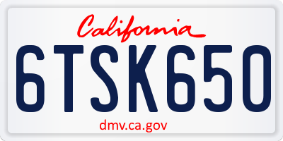 CA license plate 6TSK650