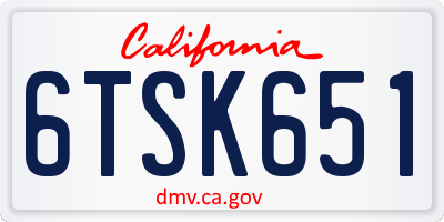 CA license plate 6TSK651