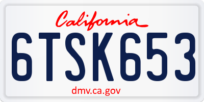 CA license plate 6TSK653