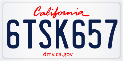 CA license plate 6TSK657