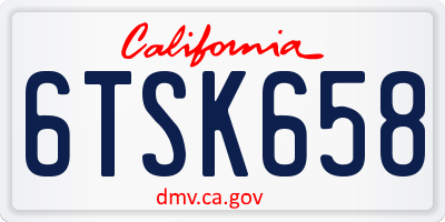 CA license plate 6TSK658