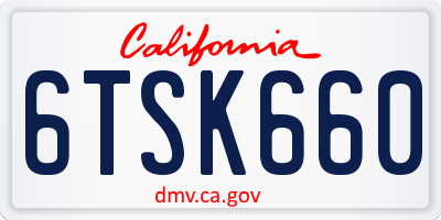 CA license plate 6TSK660