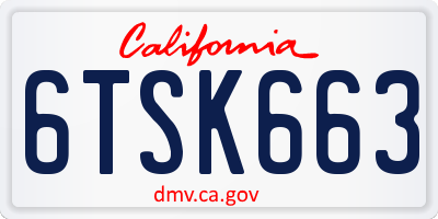 CA license plate 6TSK663