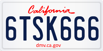 CA license plate 6TSK666