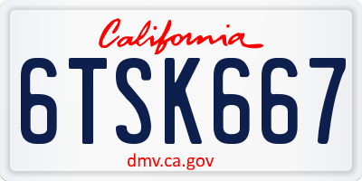CA license plate 6TSK667