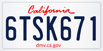CA license plate 6TSK671