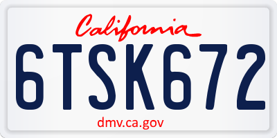 CA license plate 6TSK672