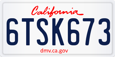 CA license plate 6TSK673