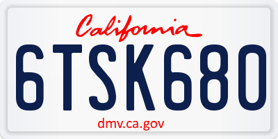 CA license plate 6TSK680