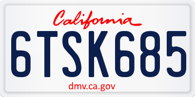 CA license plate 6TSK685