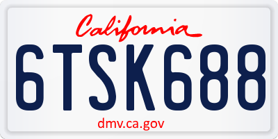 CA license plate 6TSK688
