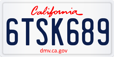 CA license plate 6TSK689