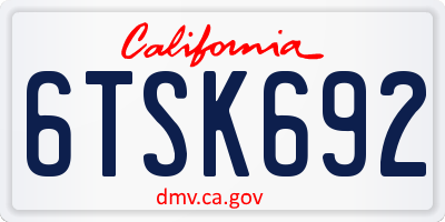 CA license plate 6TSK692