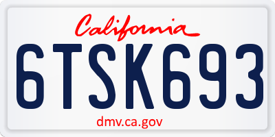 CA license plate 6TSK693
