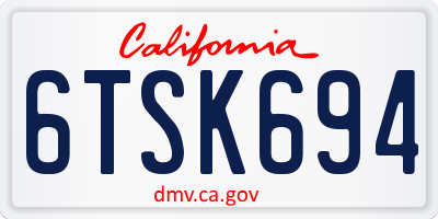 CA license plate 6TSK694