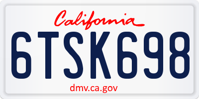 CA license plate 6TSK698