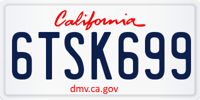 CA license plate 6TSK699