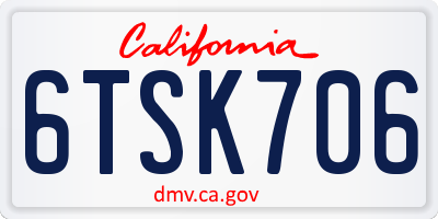 CA license plate 6TSK706