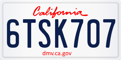 CA license plate 6TSK707