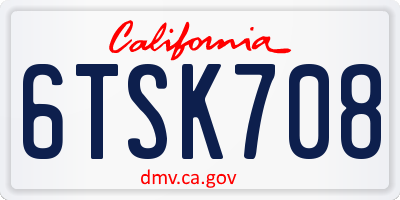 CA license plate 6TSK708