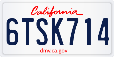 CA license plate 6TSK714