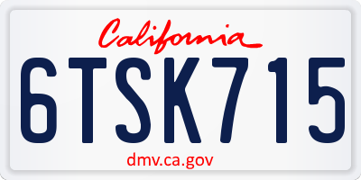 CA license plate 6TSK715