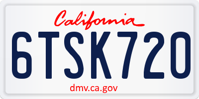 CA license plate 6TSK720