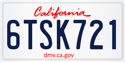 CA license plate 6TSK721
