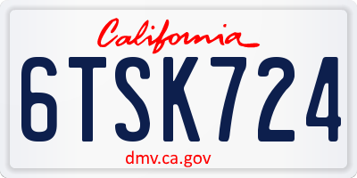 CA license plate 6TSK724