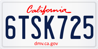 CA license plate 6TSK725