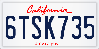 CA license plate 6TSK735