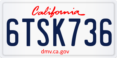 CA license plate 6TSK736