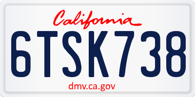 CA license plate 6TSK738