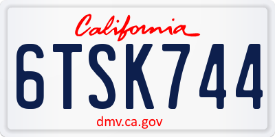 CA license plate 6TSK744