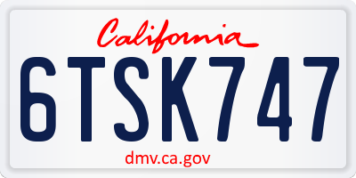 CA license plate 6TSK747