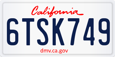 CA license plate 6TSK749