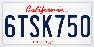 CA license plate 6TSK750