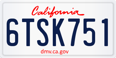 CA license plate 6TSK751