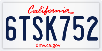 CA license plate 6TSK752