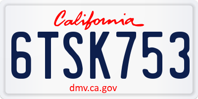 CA license plate 6TSK753