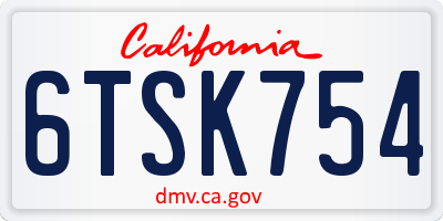 CA license plate 6TSK754