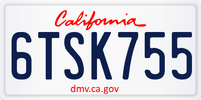 CA license plate 6TSK755