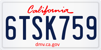CA license plate 6TSK759