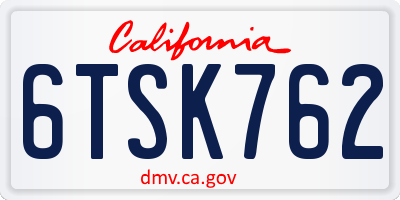 CA license plate 6TSK762