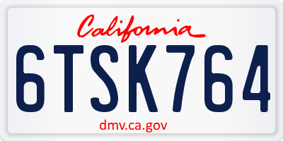 CA license plate 6TSK764