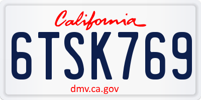 CA license plate 6TSK769