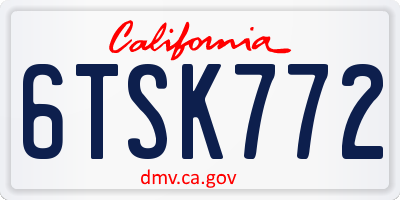 CA license plate 6TSK772