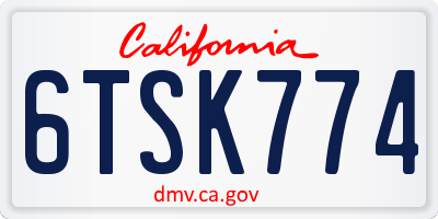 CA license plate 6TSK774